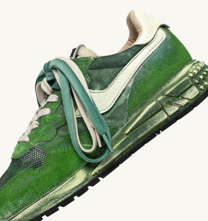 Man REELWIND SUPER VINTAGE SNEAKERS IN WHITE AND GREEN SUEDE AND NYLON