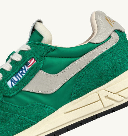 Man REELWIND LOW SNEAKERS IN GREEN NYLON AND SUEDE