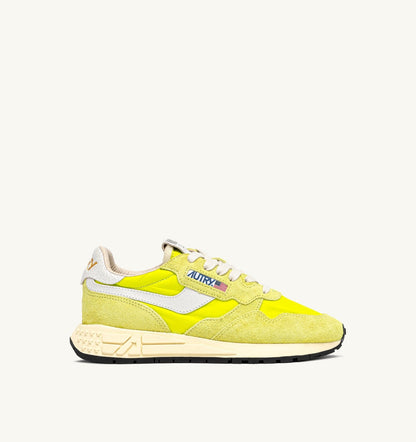 Man REELWIND LOW SNEAKERS IN WHITE AND EVENING PRIMROSE NYLON AND SUEDE