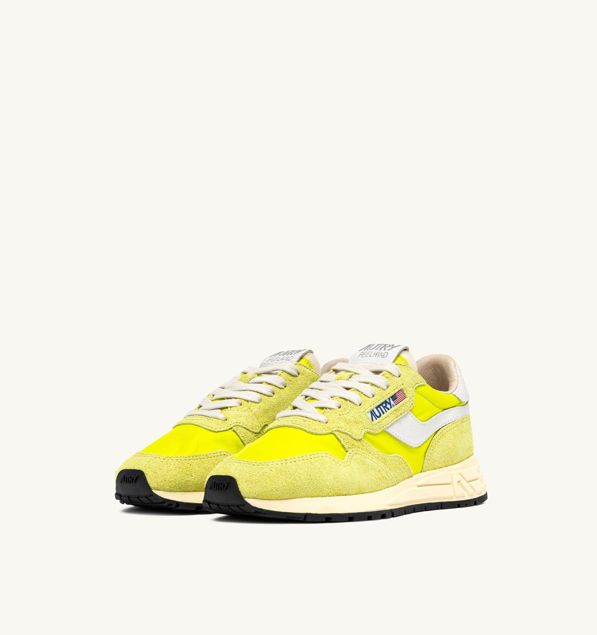 Man REELWIND LOW SNEAKERS IN WHITE AND EVENING PRIMROSE NYLON AND SUEDE