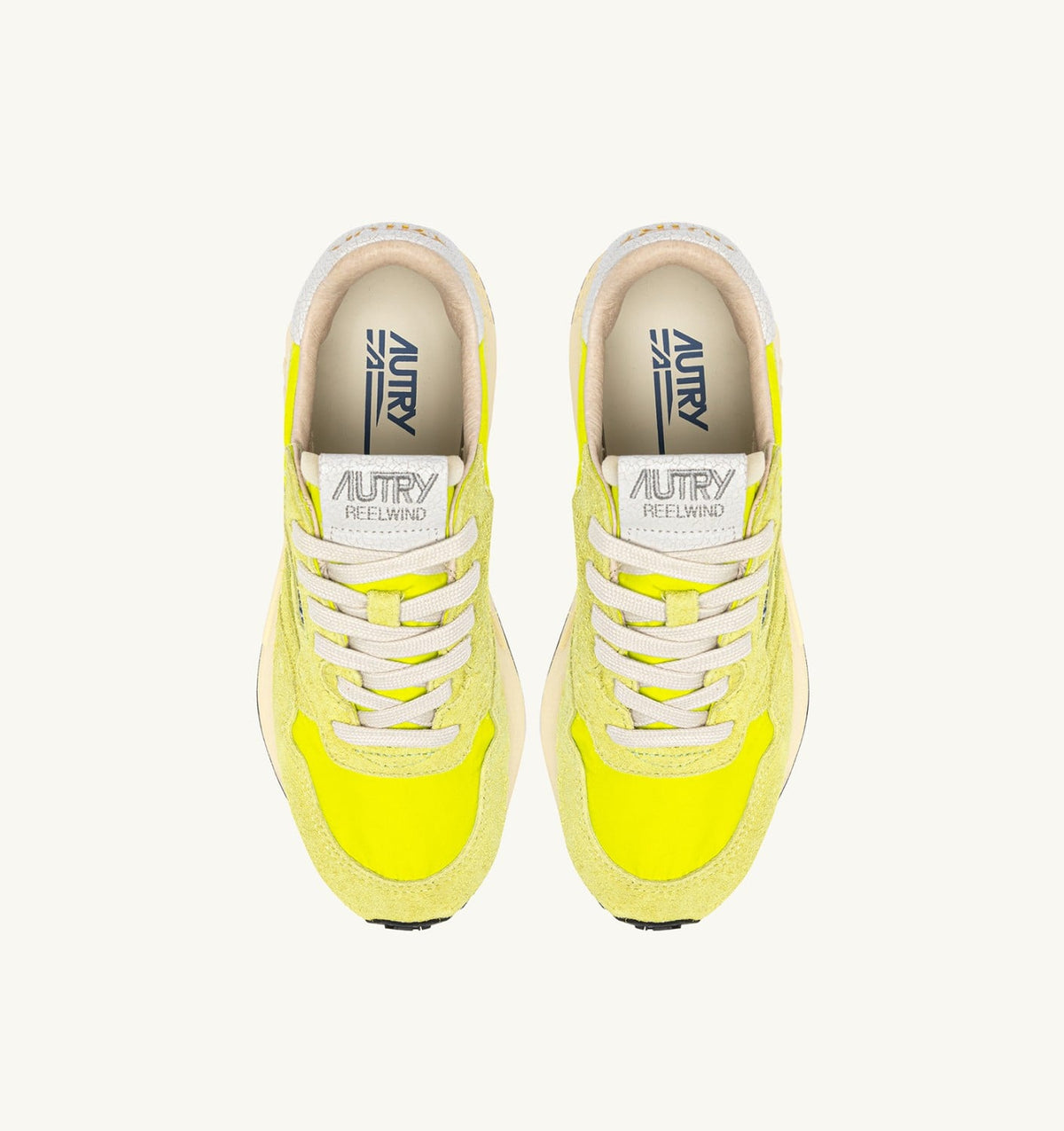 Man REELWIND LOW SNEAKERS IN WHITE AND EVENING PRIMROSE NYLON AND SUEDE