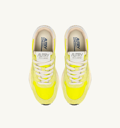 Man REELWIND LOW SNEAKERS IN WHITE AND EVENING PRIMROSE NYLON AND SUEDE