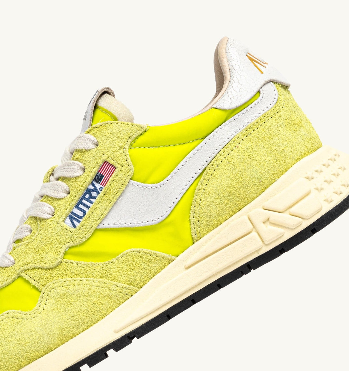 Man REELWIND LOW SNEAKERS IN WHITE AND EVENING PRIMROSE NYLON AND SUEDE
