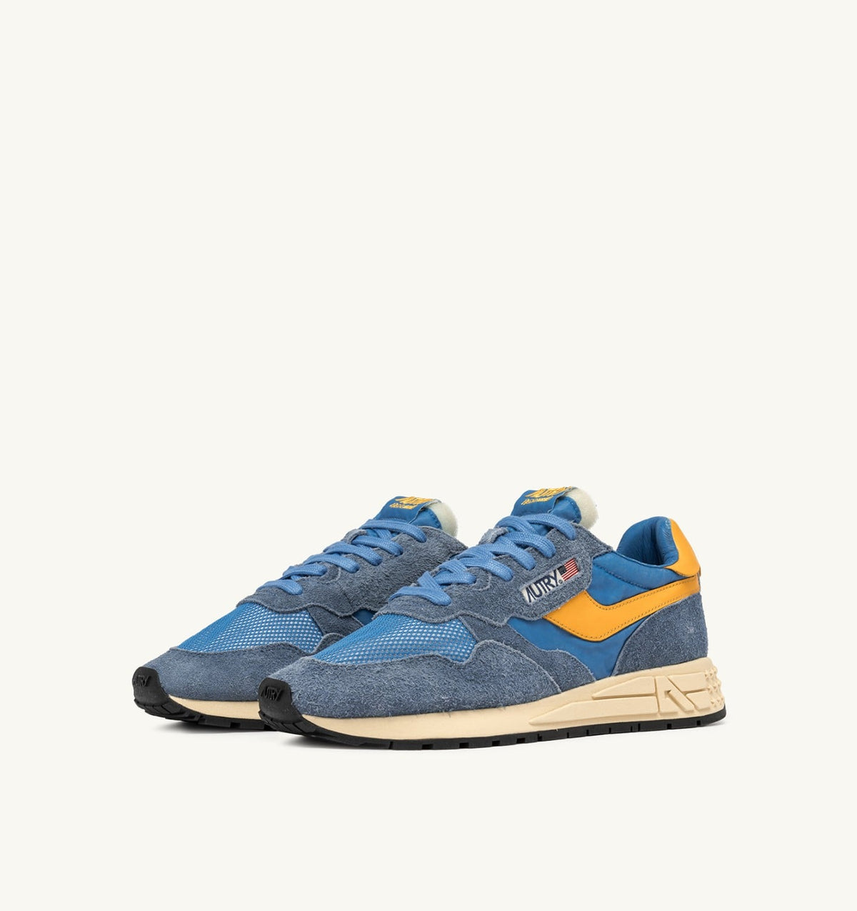 Man REELWIND LOW SNEAKERS IN CENBLE AND GOLD FUSION NYLON AND SUEDE