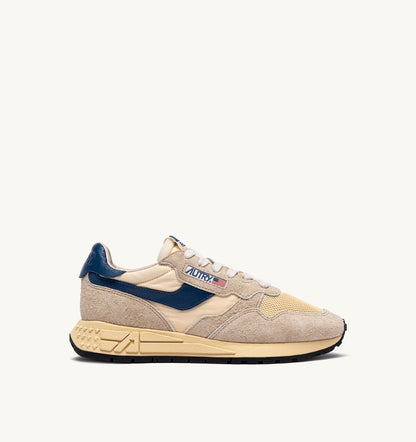 Man REELWIND LOW SNEAKERS IN NYLON SUEDE AND LEATHER COLOR ECRU AND ENSIGN BLUE