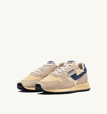 Man REELWIND LOW SNEAKERS IN NYLON SUEDE AND LEATHER COLOR ECRU AND ENSIGN BLUE