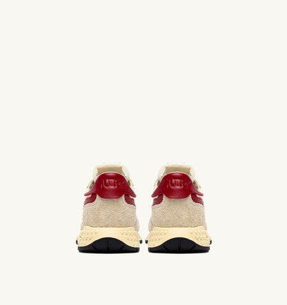 Man REELWIND LOW SNEAKERS IN ECRU AND RED NYLON AND SUEDE
