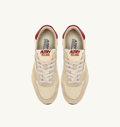 Man REELWIND LOW SNEAKERS IN ECRU AND RED NYLON AND SUEDE