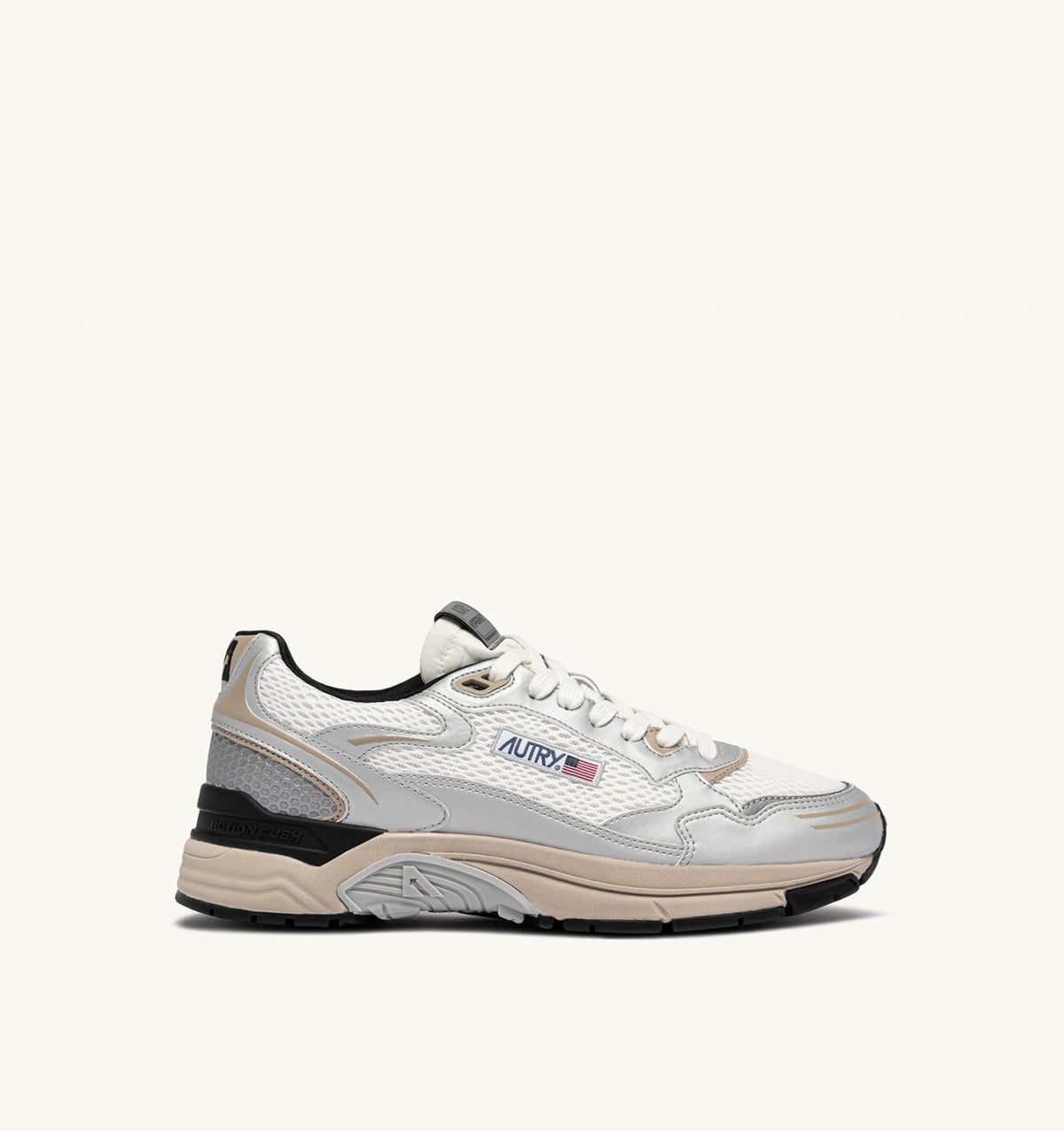 Man HYPERWAY SNEAKERS IN SILVER, WHITE AND IRISH CREAM SYNTHETIC LEATHER AND MESH