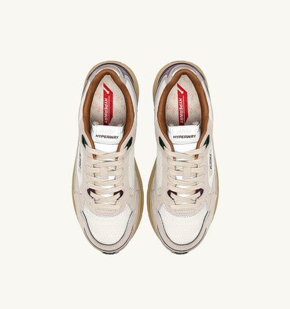 Man HYPERWAY SNEAKERS IN WHITE AND FIG SUEDE AND MESH
