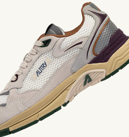 Man HYPERWAY SNEAKERS IN WHITE AND FIG SUEDE AND MESH