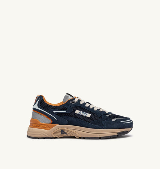 Man HYPERWAY SNEAKERS IN MIDNIGHT AND TOMATO CREAM SUEDE AND MESH