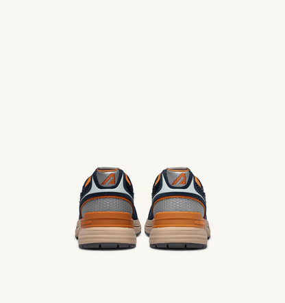 Man HYPERWAY SNEAKERS IN MIDNIGHT AND TOMATO CREAM SUEDE AND MESH