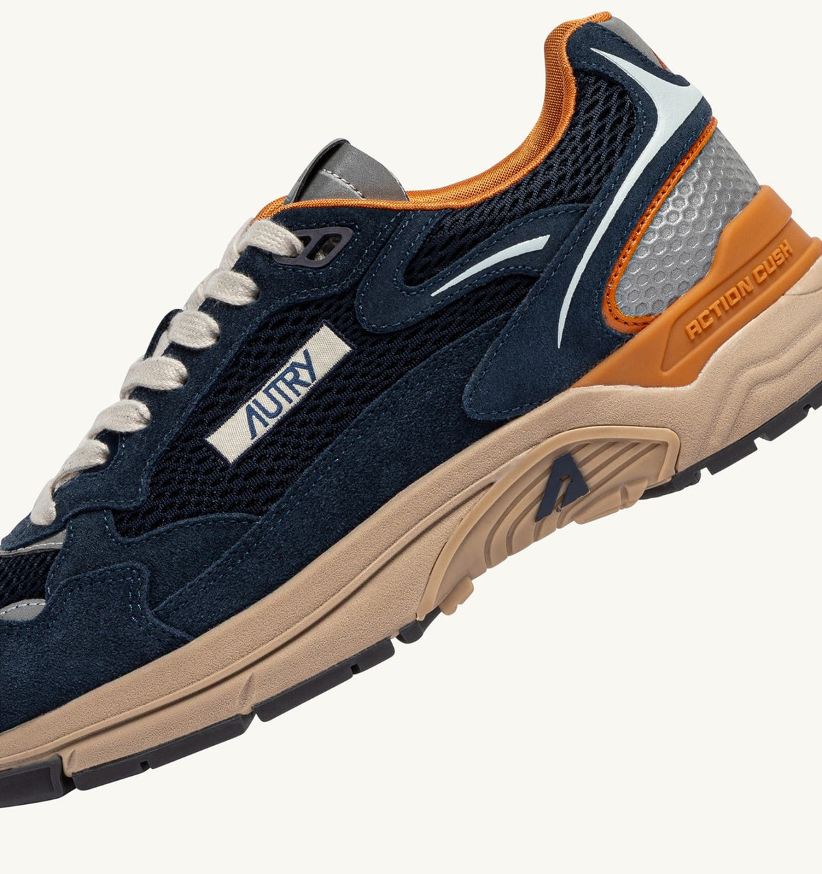 Man HYPERWAY SNEAKERS IN MIDNIGHT AND TOMATO CREAM SUEDE AND MESH