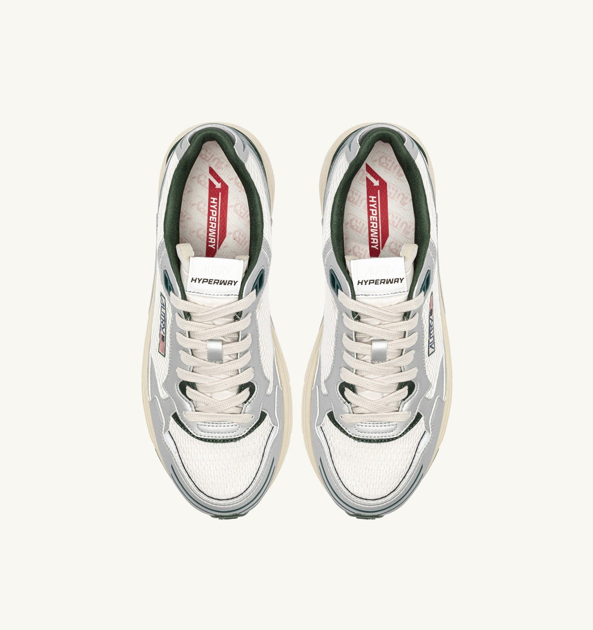 Man HYPERWAY SNEAKERS IN SILVER, WHISPER WHITE AND MOUNTAIN SYNTHETIC LEATHER AND MESH