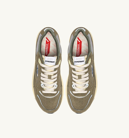 Man HYPERWAY SNEAKERS IN THYME AND SILVER MESH AND SUEDE