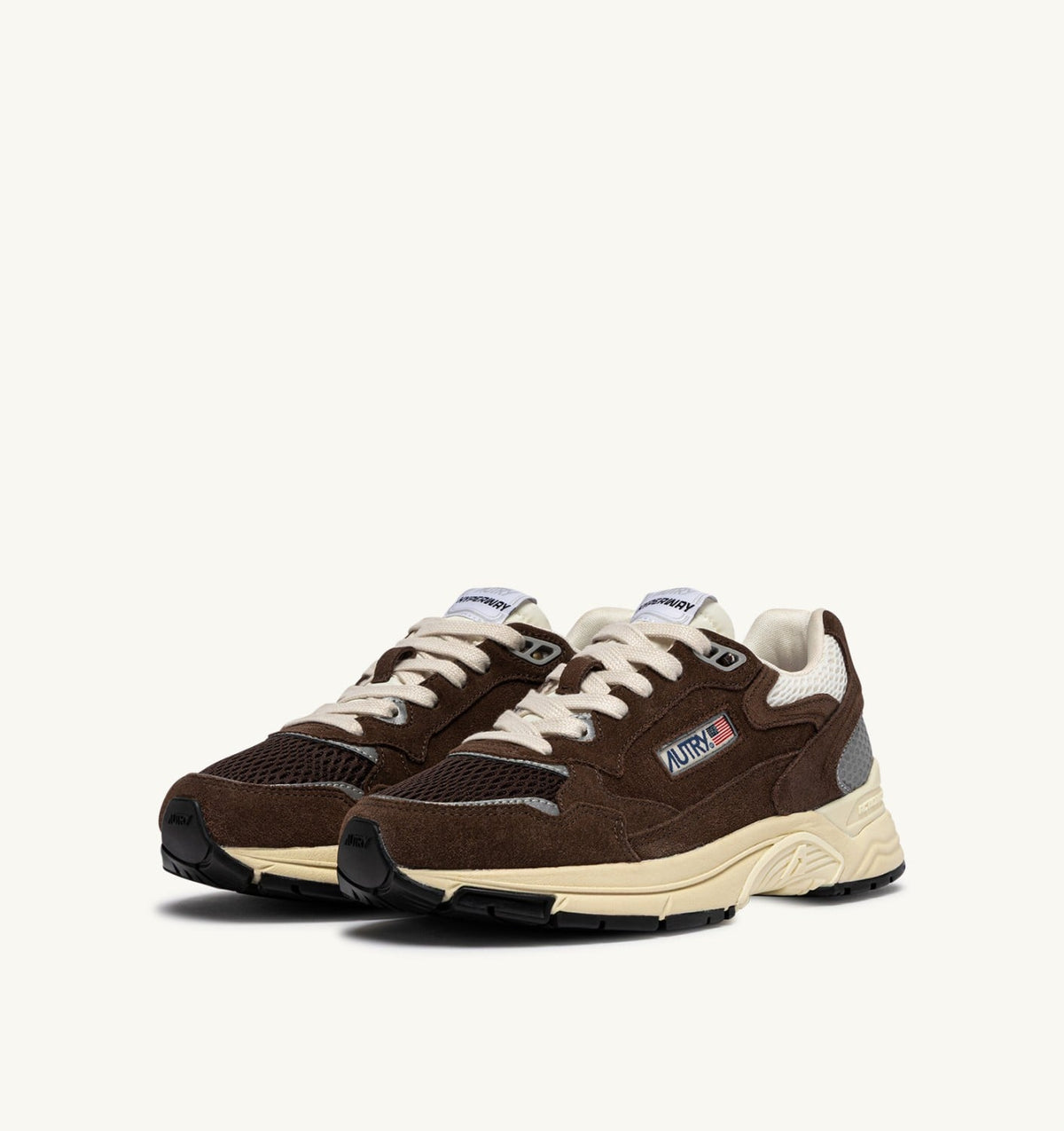 Man HYPERWAY SNEAKERS IN MARSHMALLOW AND TERRACOTTA SUEDE AND MESH