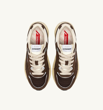 Man HYPERWAY SNEAKERS IN MARSHMALLOW AND TERRACOTTA SUEDE AND MESH
