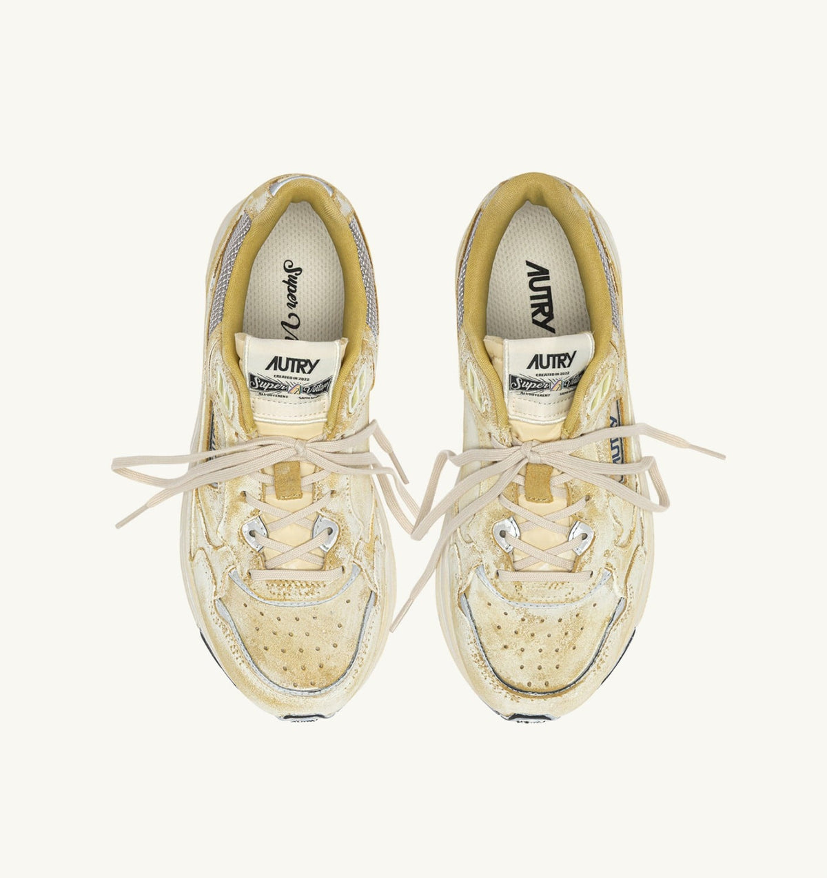 Man HYPERWAY SUPER VINTAGE SNEAKERS IN YELLOW AND SILVER SUEDE