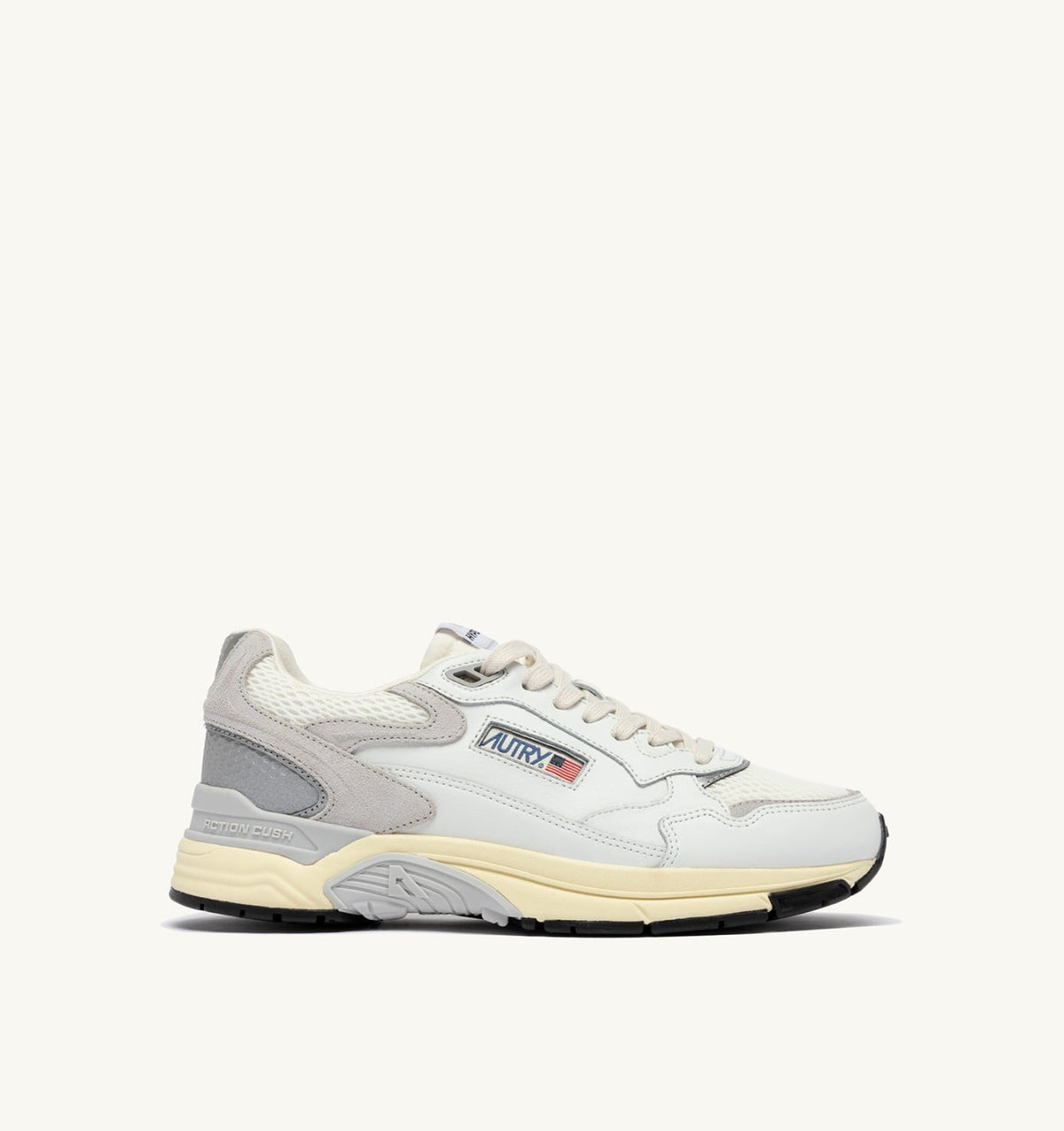Man HYPERWAY SNEAKERS IN WHITE AND GRAY MESH AND LEATHER
