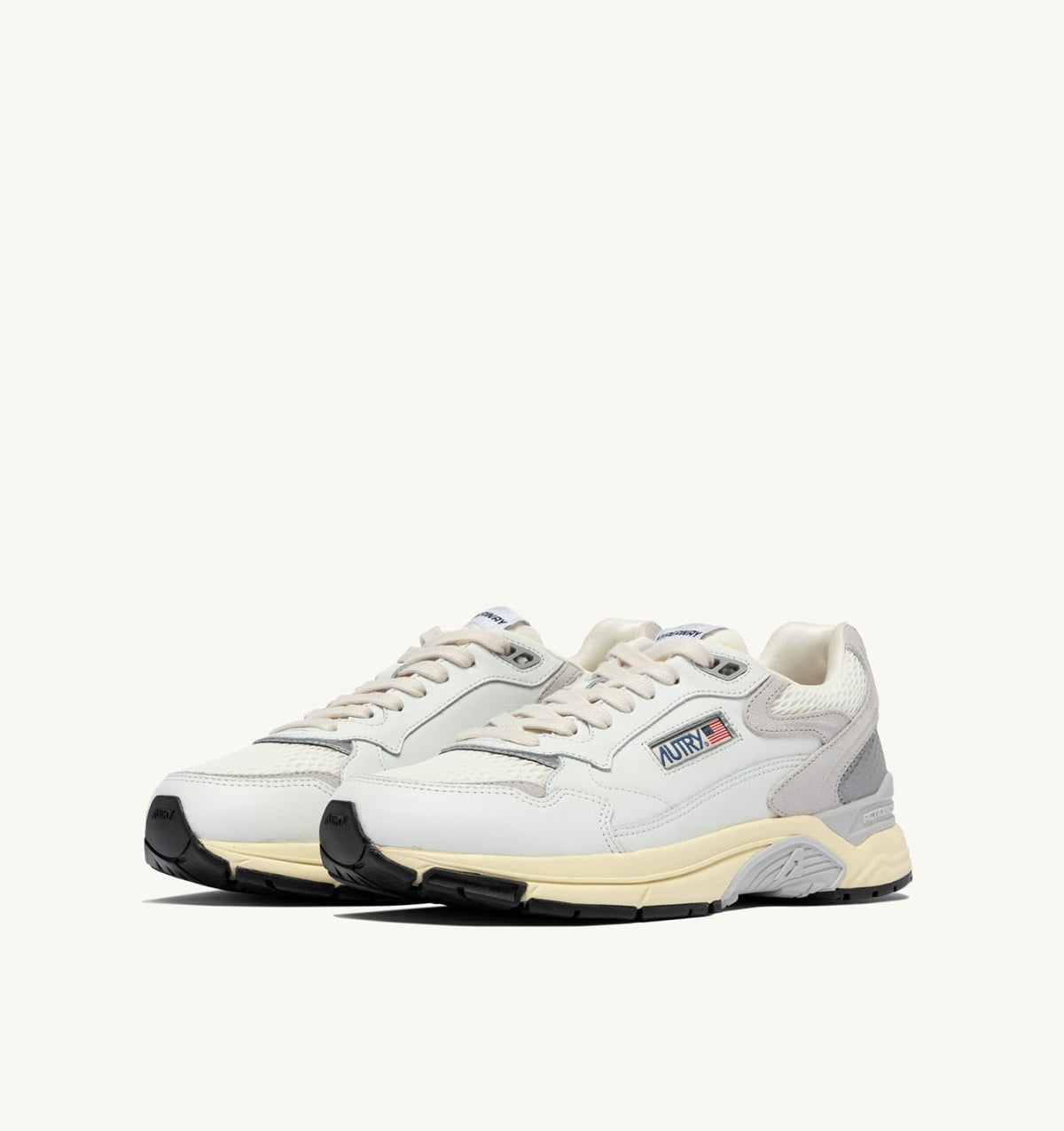 Man HYPERWAY SNEAKERS IN WHITE AND GRAY MESH AND LEATHER