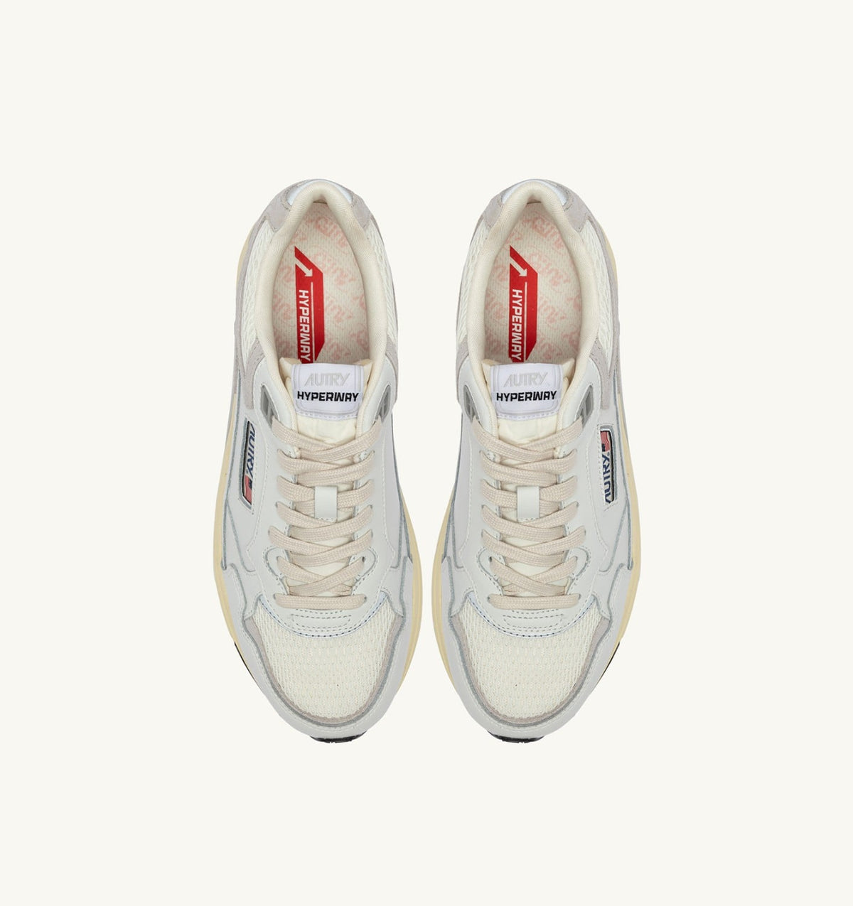 Man HYPERWAY SNEAKERS IN WHITE AND GRAY MESH AND LEATHER