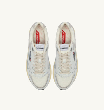 Man HYPERWAY SNEAKERS IN WHITE AND GRAY MESH AND LEATHER