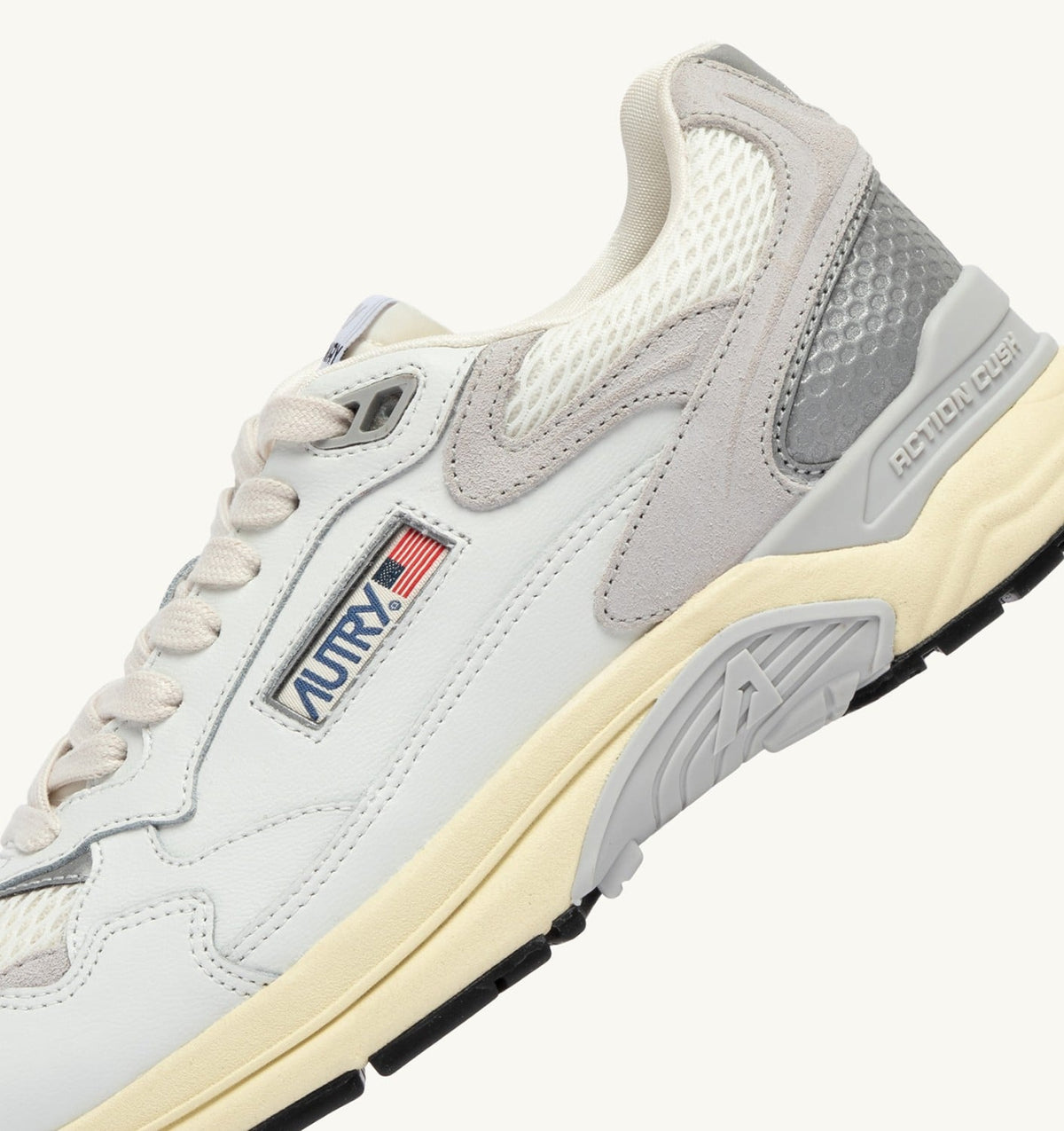 Man HYPERWAY SNEAKERS IN WHITE AND GRAY MESH AND LEATHER