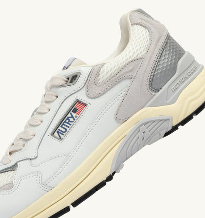 Man HYPERWAY SNEAKERS IN WHITE AND GRAY MESH AND LEATHER