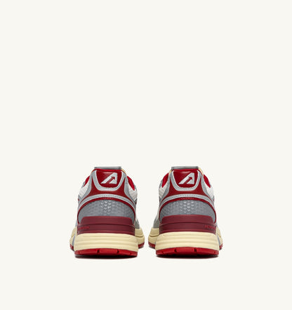 Man HYPERWAY SNEAKERS IN WHITE SILVER AND RED SYNTHETIC LEATHER AND MESH