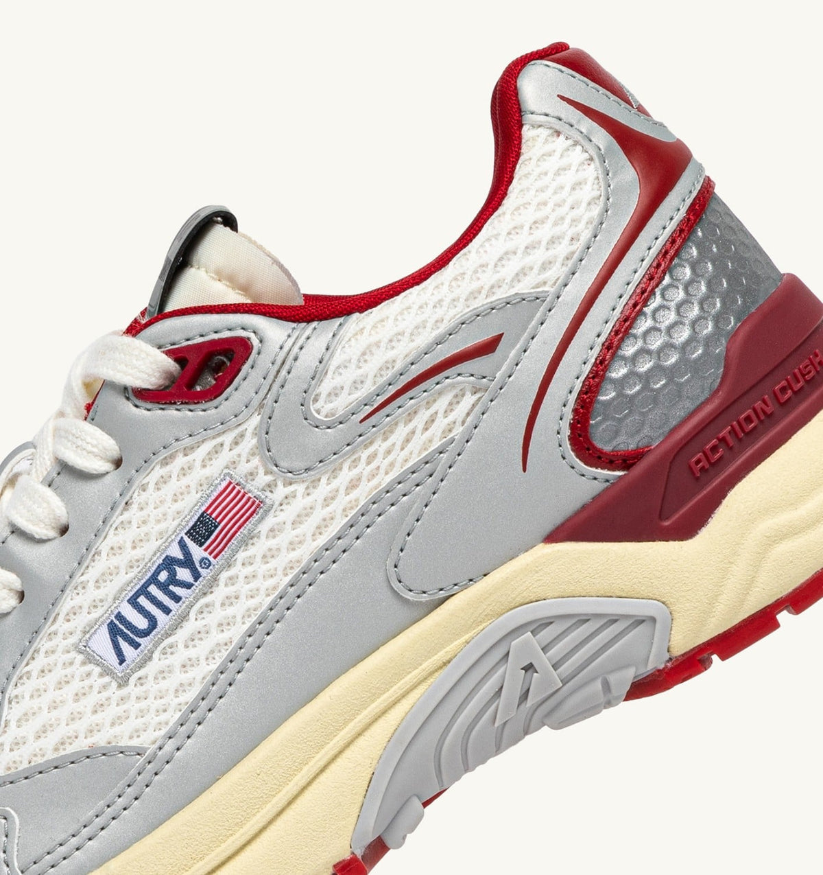Man HYPERWAY SNEAKERS IN WHITE SILVER AND RED SYNTHETIC LEATHER AND MESH