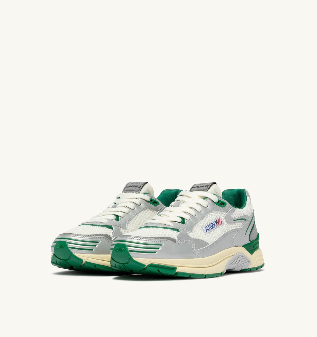 Man HYPERWAY SNEAKERS IN WHITE SILVER AND AMAZON SYNTHETIC LEATHER AND MESH
