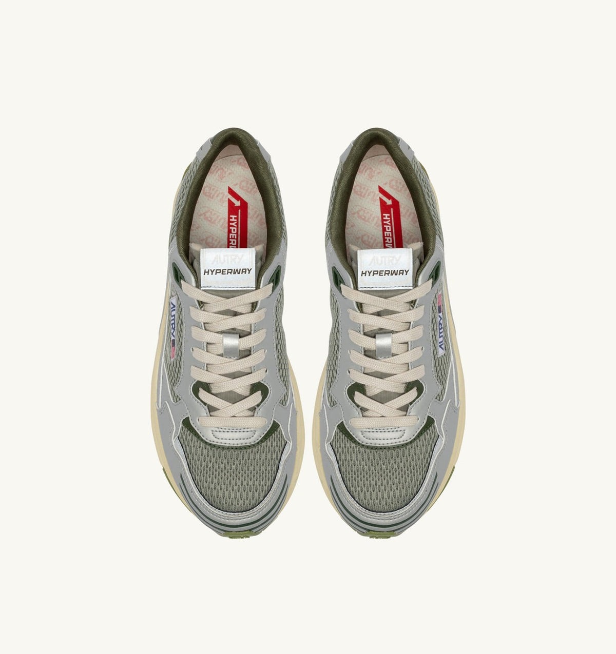 Man HYPERWAY SNEAKERS IN SILVER SEA GRASS AND CYPRESS SYNTHETIC LEATHER AND MESH