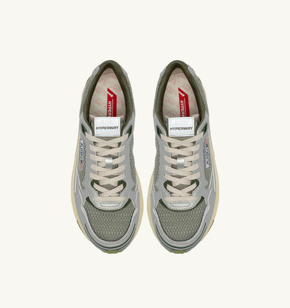 Man HYPERWAY SNEAKERS IN SILVER SEA GRASS AND CYPRESS SYNTHETIC LEATHER AND MESH