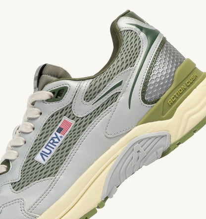 Man HYPERWAY SNEAKERS IN SILVER SEA GRASS AND CYPRESS SYNTHETIC LEATHER AND MESH