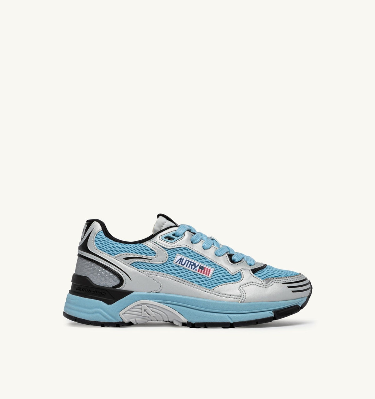 Man HYPERWAY SNEAKERS IN SILVER BLACK AND FORGET ME NOT SYNTHETIC LEATHER AND MESH