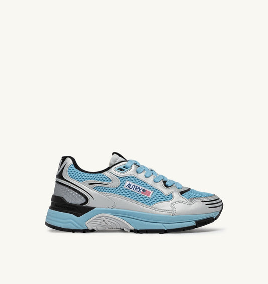 Man HYPERWAY SNEAKERS IN SILVER BLACK AND FORGET ME NOT SYNTHETIC LEATHER AND MESH
