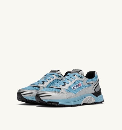 Man HYPERWAY SNEAKERS IN SILVER BLACK AND FORGET ME NOT SYNTHETIC LEATHER AND MESH