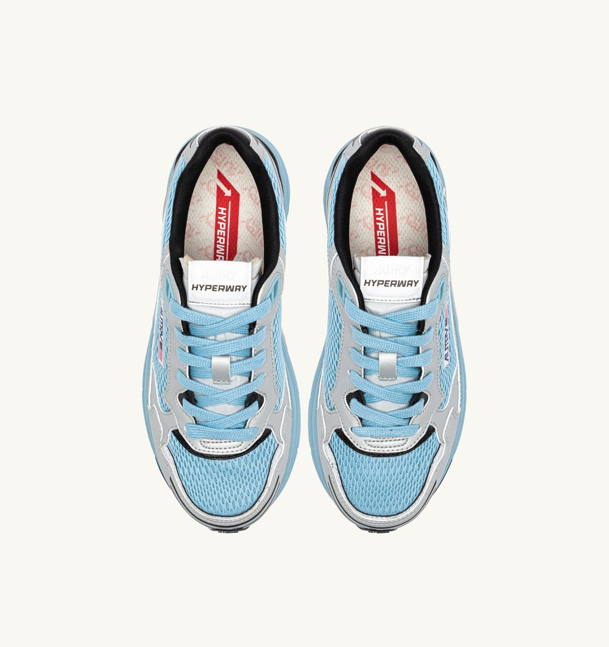 Man HYPERWAY SNEAKERS IN SILVER BLACK AND FORGET ME NOT SYNTHETIC LEATHER AND MESH