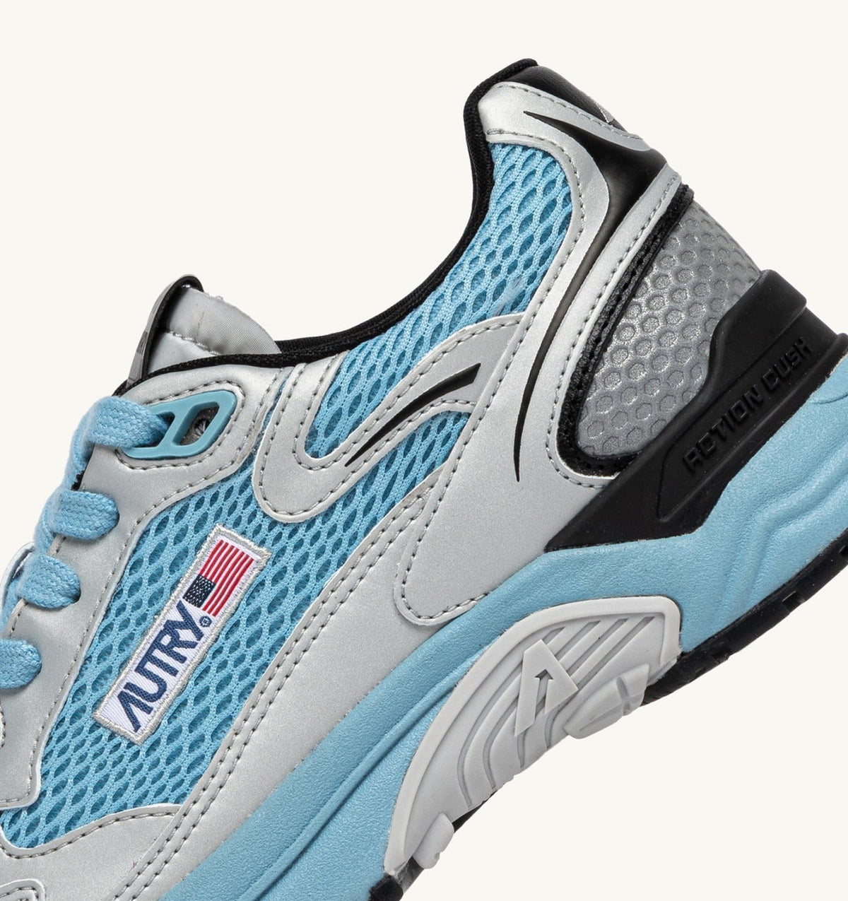 Man HYPERWAY SNEAKERS IN SILVER BLACK AND FORGET ME NOT SYNTHETIC LEATHER AND MESH
