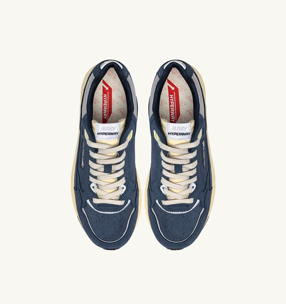 Man HYPERWAY SNEAKERS IN DENIM AND SILVER MESH AND SUEDE
