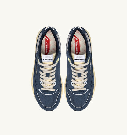 Man HYPERWAY SNEAKERS IN DENIM AND SILVER MESH AND SUEDE