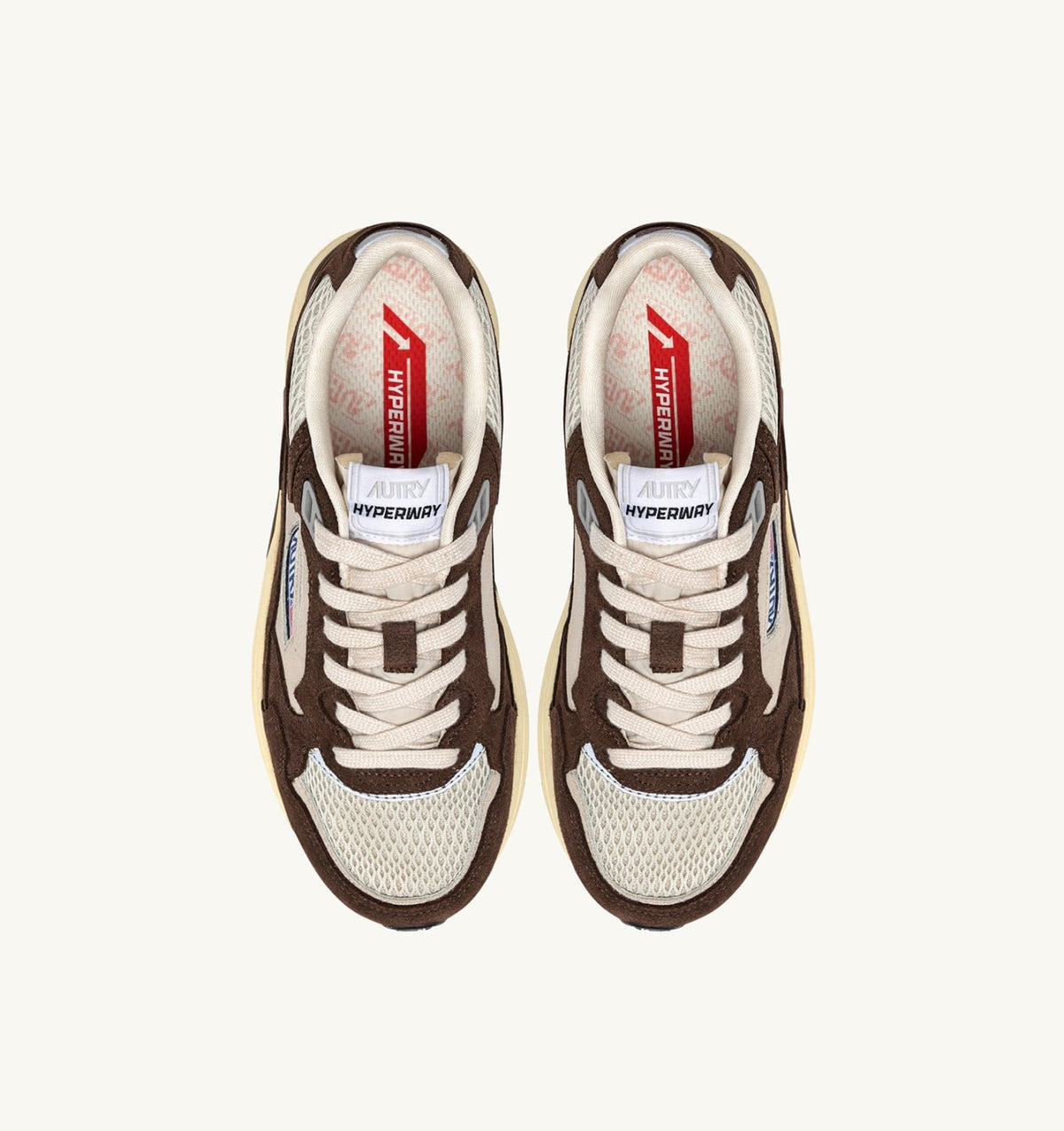 Man HYPERWAY SNEAKERS IN SAND AND BRICK RED MESH AND SUEDE