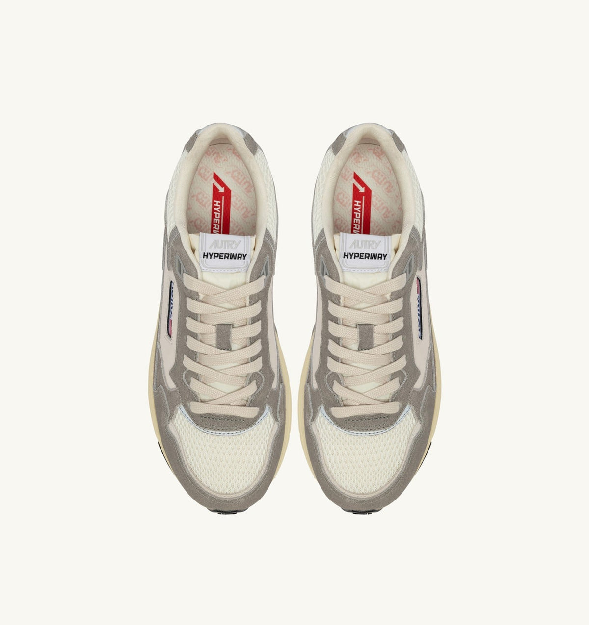 Man HYPERWAY SNEAKERS IN WHITE AND LEAD GRAY MESH AND SUEDE