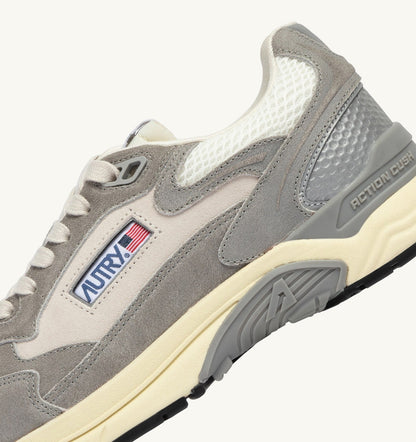 Man HYPERWAY SNEAKERS IN WHITE AND LEAD GRAY MESH AND SUEDE