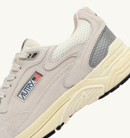 Man HYPERWAY SNEAKERS IN WHITE AND SILVER MESH AND SUEDE