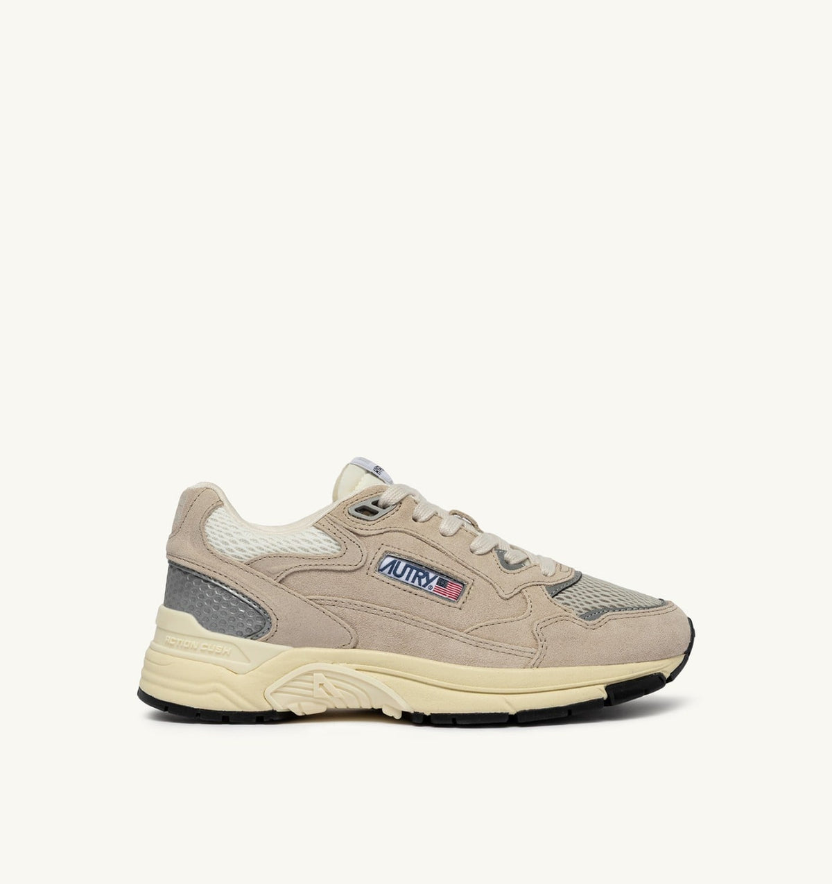 Man HYPERWAY SNEAKERS IN SAND BROWN AND SILVER-TONE SUEDE AND MESH