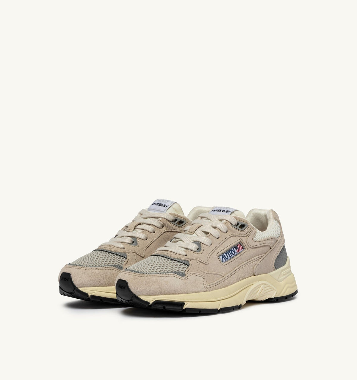 Man HYPERWAY SNEAKERS IN SAND BROWN AND SILVER-TONE SUEDE AND MESH