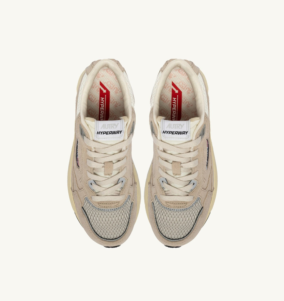 Man HYPERWAY SNEAKERS IN SAND BROWN AND SILVER-TONE SUEDE AND MESH