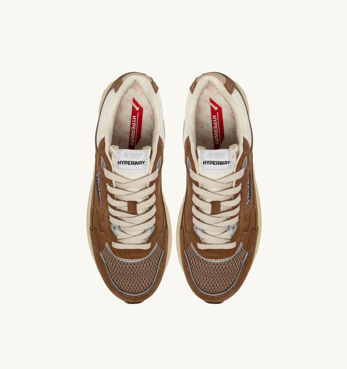 Man HYPERWAY SNEAKERS IN CIGAR AND SILVER MESH AND SUEDE